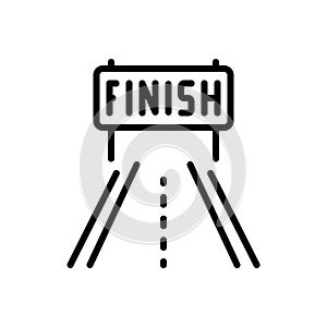 Black line icon for Finish, finish arch and road photo