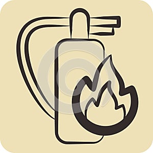 Icon Fire Extinguisher. related to Firefighter symbol. hand drawn style. simple design . simple illustration 1