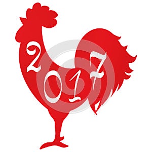 Icon fire rooster, symbol of Chinese new year 2017