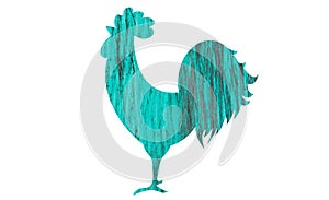 Icon fire rooster, symbol of Chinese new year 2017. Flat design icons and logos. red on white. old turquoise wooden