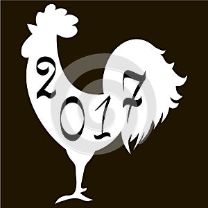 Icon fire rooster, symbol of Chinese new year 2017. Flat design illustration icons and logos. black white. The concept a