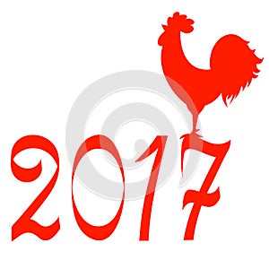 Icon fire rooster, symbol of Chinese new year 2017. Flat design vector illustration icons and logos. red on white. The