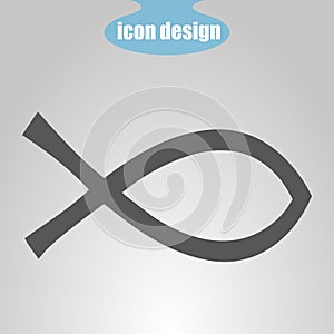 Icon fish on a gray background. Vector illustration. Christianity Sign