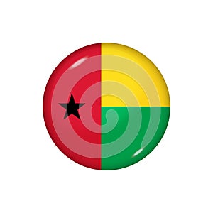 Round flag of Guinea Bissau. Vector illustration. Button, icon, glossy badge photo
