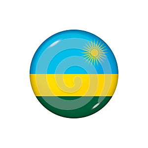 Round flag of Rwanda. Vector illustration. Button, icon, glossy badge photo