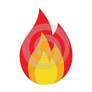 Icon flame, fire, glow. Danger sign, warning, attention. Vector on white background.