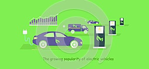 Icon Flat Growing Popularity Electric Vehicles