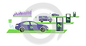 Icon Flat Growing Popularity Electric Vehicles