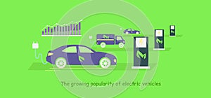 Icon Flat Growing Popularity Electric Vehicles photo