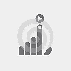 Icon flat hand, index finger up, the play icon to play an application program
