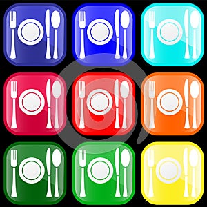 Icon of flatware on buttons photo
