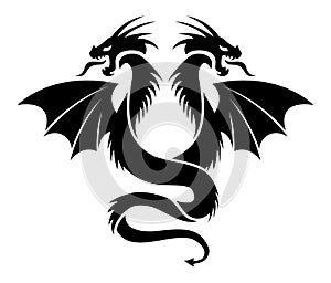 Icon of flying two headed dragon. vector photo