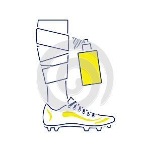 Icon of football bandaged leg with aerosol anesthetic photo