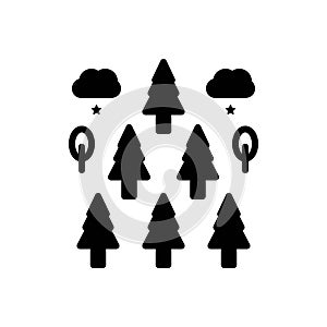 Black solid icon for Forest, wood and jungle