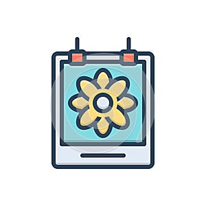 Color illustration icon for Fotos, photo and image photo