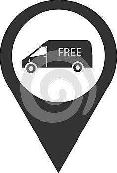 Icon for free fast delivery by cargo transport to your destination.