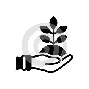 Black solid icon for Friendly, organic and environment