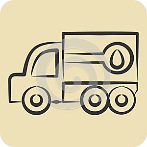 Icon Fuel Truck. related to Construction Vehicles symbol. hand drawn style. simple design editable. simple illustration