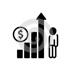 Black solid icon for Gain, enhancement and growth