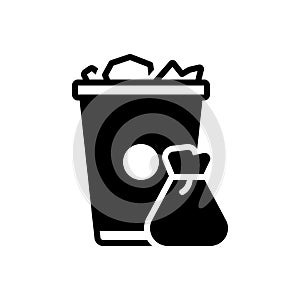 Black solid icon for Garbage, trash can and can