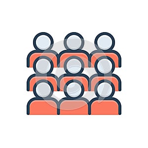 Color illustration icon for Gather, congregate and collect photo
