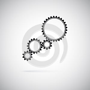 Icon of gears. Gears symbol of team work. Flat style vector illustration