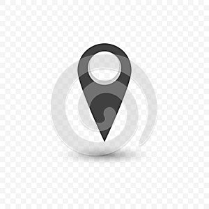Icon of geolocation with a transparent shadow. Vector illustration on a transparent background.
