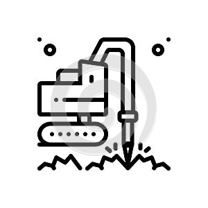 Black line icon for Geotechnic, geotechnical and drilling