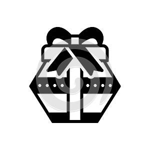 Black solid icon for Gift, present and wrapped