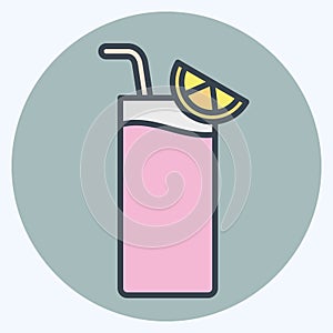 Icon Gin Fizz. related to Cocktails,Drink symbol. color mate style. simple design editable. simple illustration