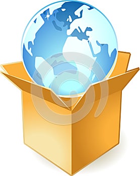 Icon of globe in box