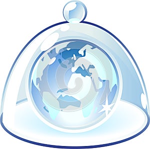 Icon of globe under bell-glass