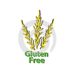 Icon gluten free. sign. Spikes of cereals. Wheat. Vector illustration on isolated background.