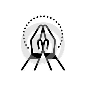 Black solid icon for Gratitude, thankfulness and hands