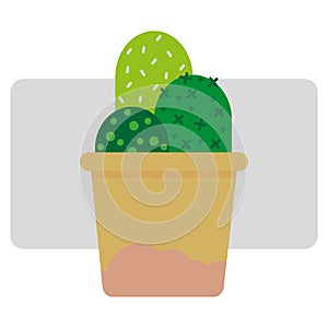 icon with green cactus. Natural background. Outdoor western. Cartoon style. Vector illustration. stock image.