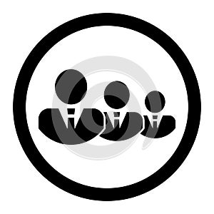Icon of group of three people silhouettes. Businesspeople icon - teamwork & relationship concept. Group icon. Vector Illustration