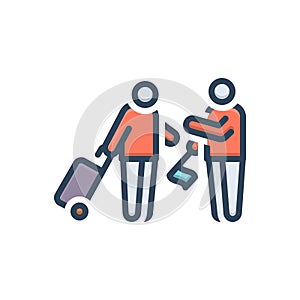 Color illustration icon for Guide, tour guide and tourist photo