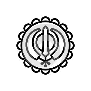 Black line icon for Gurupurab, guru nanak and festival