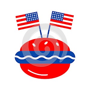 Icon hamburger with american flag.  Independence day patriotic illustrations. Cute vector prints for 4th of July