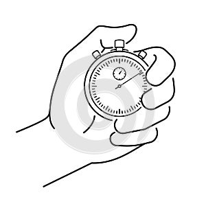 Icon of Hand Holding Stopwatch. Deadline, Punctuality, Time Management, Productivity and Optimization Concept