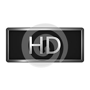 Icon `HD`. Video quality. Isolated graphic illustration. 3D render