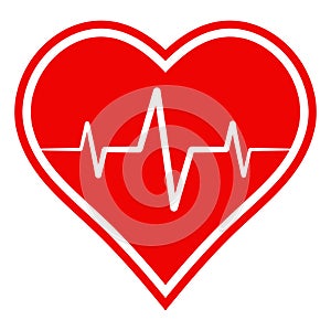 Icon health sign, heart with heartbeat, vector sign symbol healthy lifestyle and recovery from diseases