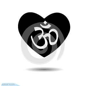 Icon heart. Design elements for Valentine s Day. Vector. Om mantra heart. Yoga. Buddhism. Hinduism. Brahma, Vishnu and Shiva. Mant