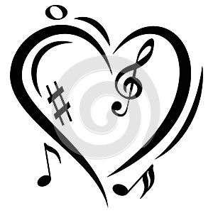 Icon Heart Music Notes