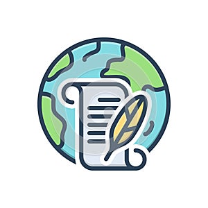 Color illustration icon for Hist, scroll and education photo