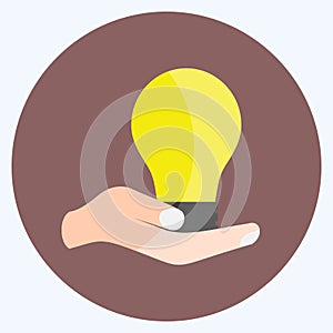 Icon Holding Bulb. suitable for Hand Actions symbol. flat style. simple design editable. design template vector. simple symbol