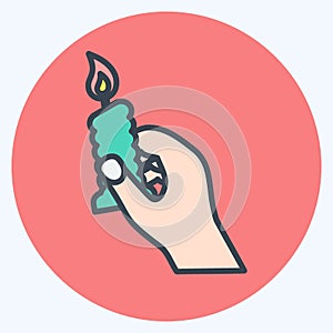 Icon Holding Candle. suitable for Hand Actions symbol. color mate style. simple design editable. design template vector. simple