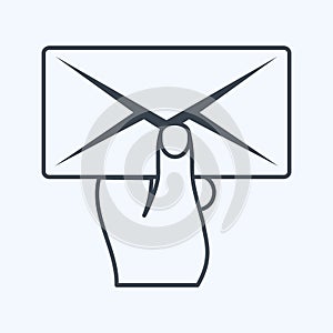 Icon Holding Envelop. suitable for Hand Actions symbol. glyph style. simple design editable. design template vector. simple symbol