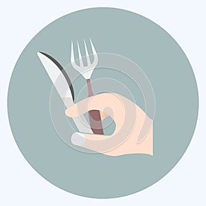 Icon Holding Fork and Knife. suitable for Hand Actions symbol. flat style. simple design editable. design template vector. simple