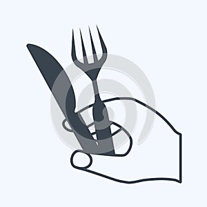 Icon Holding Fork and Knife. suitable for Hand Actions symbol. glyph style. simple design editable. design template vector. simple